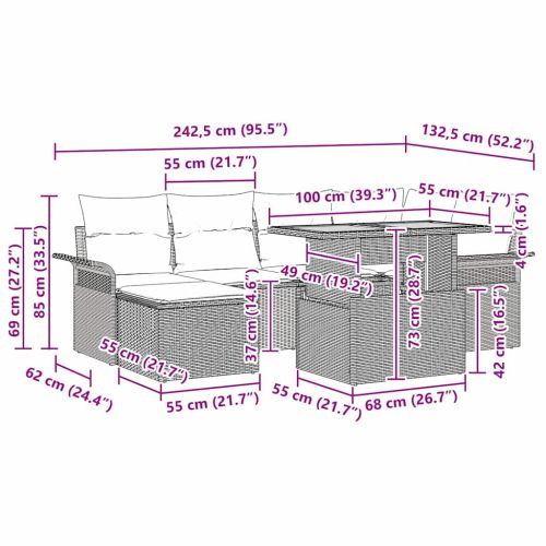 Градински Софа Комплект 7 pcs Бежов и кремав полиратан