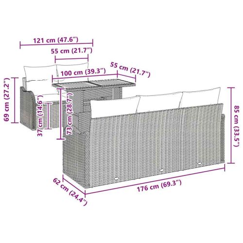 Градински Софа Комплект 6 pcs Бежов и кремав полиратан