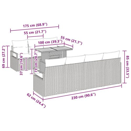 Градински Софа Комплект с възглавница 8 pcs Бежов и кремав