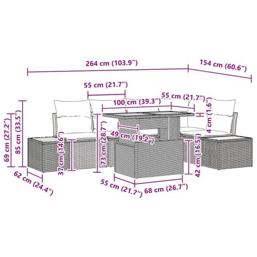 Комплект за хранене в градината с възглавница 6 pcs Бежово