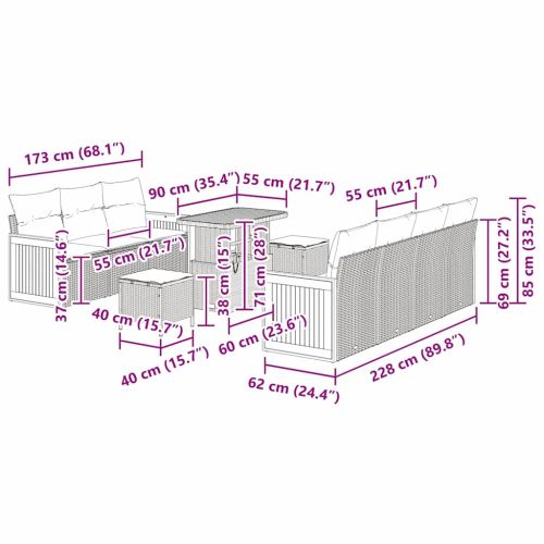 Градински Софа Комплект с възглавница 10 pcs Бежов и кремав