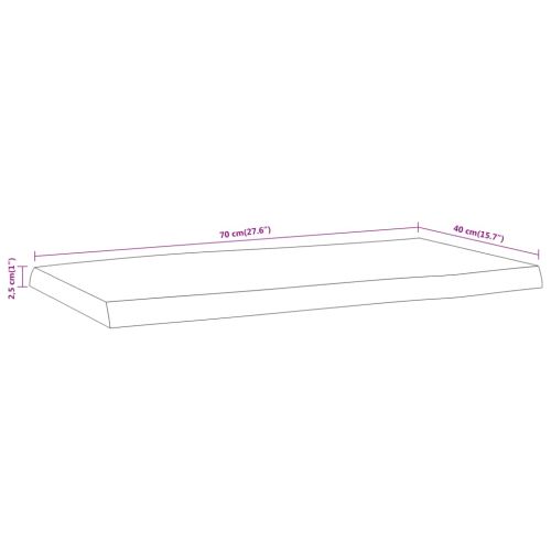 Плот за маса, 70x40x2,5 см, правоъгълен, акация масив, жив ръб