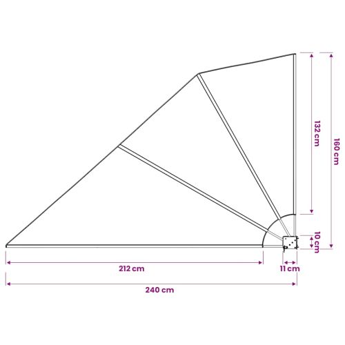 Сгъваема странична тента за балкон, сива, 160x240 см