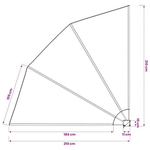 Сгъваема странична тента за балкон, кремава, 210x210 см