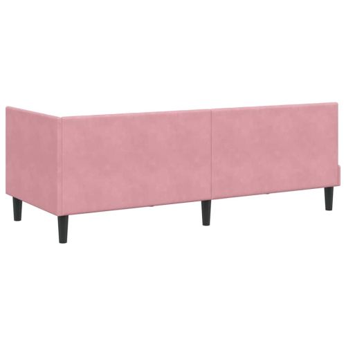 Ъглова рамка за легло с таблото Розово 80 см x 200 см Кадифе