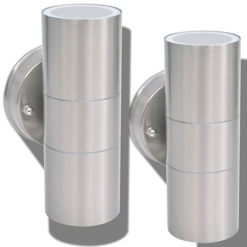 Външни LED лампи, 2бр, неръждаема стомана, насочени горе/долу