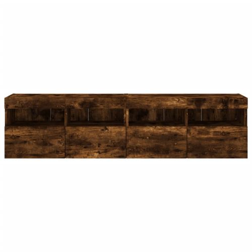 Стенни ТВ шкафове с LED лампи, 2 бр, опушен дъб, 80x30x40 см