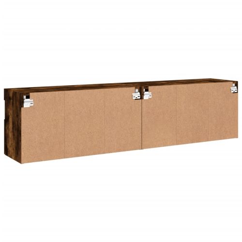 Стенни ТВ шкафове с LED лампи, 2 бр, опушен дъб, 80x30x40 см