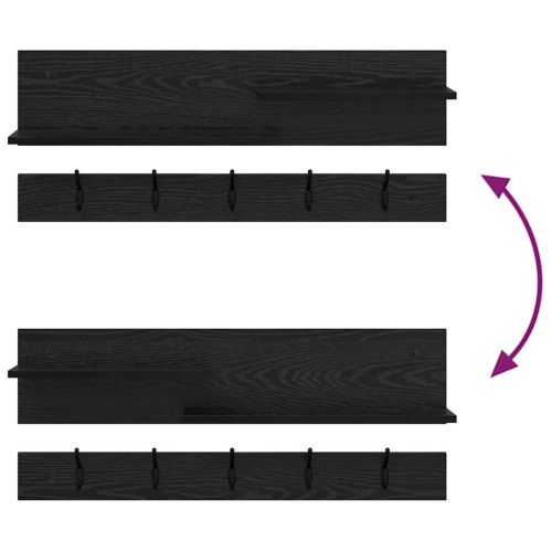 Стенен закачалка за палта с рафт Черния дъб 90 x 15 x 36 см