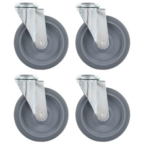 Въртящи се колела с отвори за болт, 4 бр, 125 мм