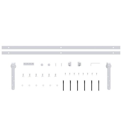 Комплект за мини плъзгаща врата за шкаф, стомана, бял, 200 см