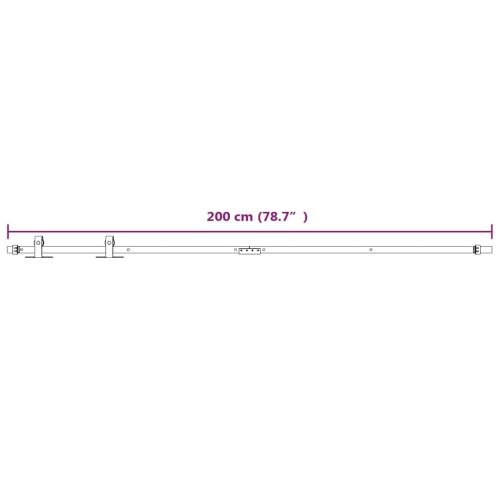 Комплект за мини плъзгаща врата за шкаф, стомана, бял, 200 см