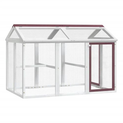 Кафез за открито, мока, 141x94x104 см, борово дърво масив