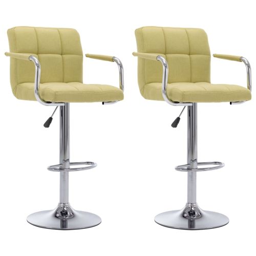Бар столове, 2 бр, зелени, текстил