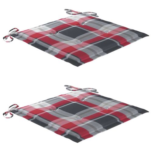 Столове Батавия 2 бр с възглавници на червено каре тик масив