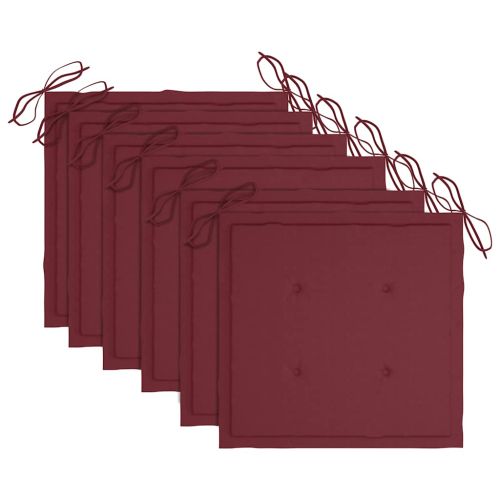 Сгъваеми градински столове с възглавници, 6 бр, тик масив