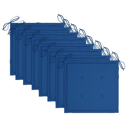 Сгъваеми градински столове с възглавници, 8 бр, тик масив