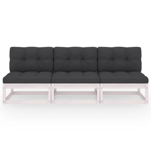 3-местен диван с възглавници, борово дърво масив