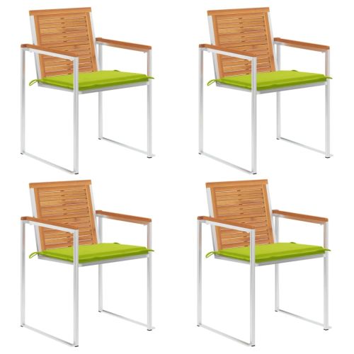 Градински столове 4 бр с възглавници масивно акациево дърво