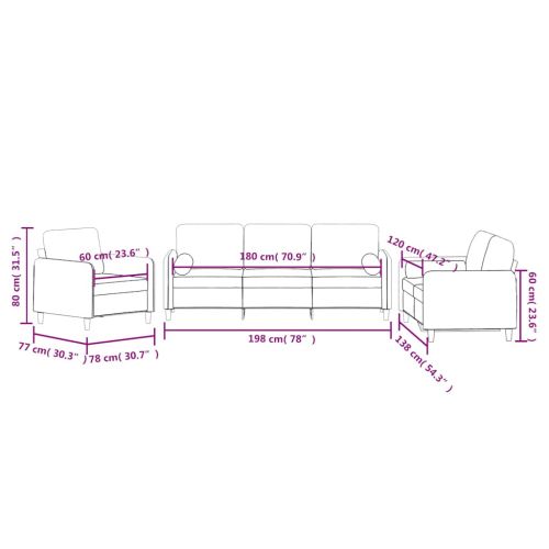 Комплект дивани 3 части с възглавници, кафяв, кадифе