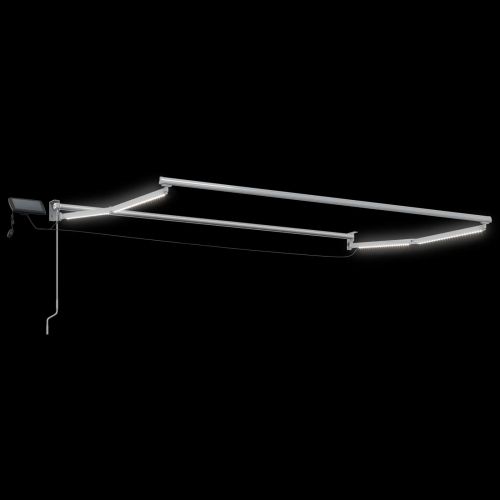 Ръчен изтеглящ сенник с LED светлини Светлосив и бял 3 x 2,5 m