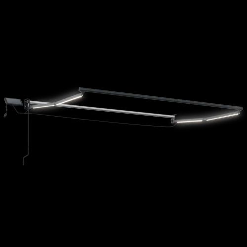 Ръчен изтеглящ сенник с LED светлини Антрацит и бяло 3 x 2,5 m