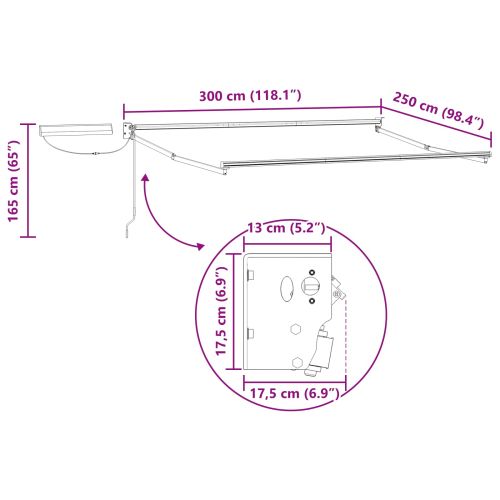 Електрически разтегателен навес Антрацит 3 x 2,5 m