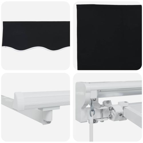 Ръчен сгъваем навес Черно 4 × 3 m Полиестер с PU покритие