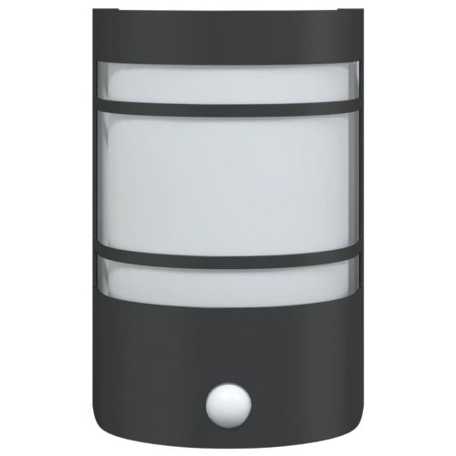 Външни стенни лампи със сензори, 2 бр, черни, инокс