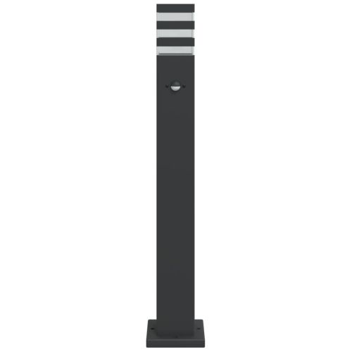 Външна подова лампа със сензор, черен, 80 см, алуминий