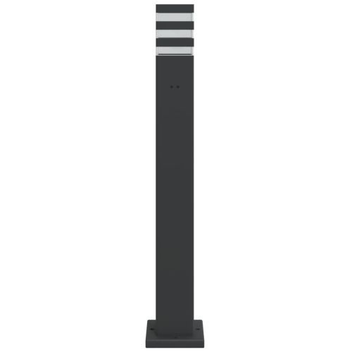 Външни подови лампи с контакт, 3 бр, черен, 80 см, алуминий