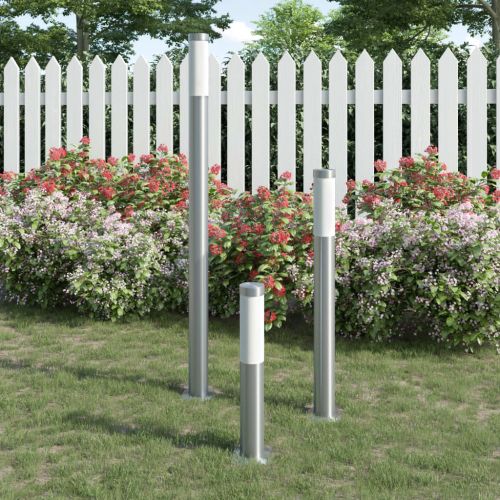 Комплект 3 градински лампи от неръждаема стомана, вертикални, E27 230V
