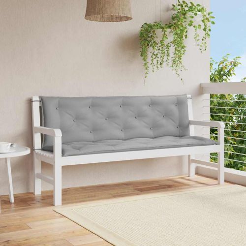 Възглавница за градинска пейка сива 150x(50+50)x7 см оксфорд