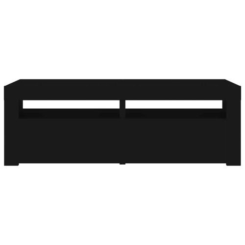 ТВ шкаф с LED осветление, черен, 120x35x40 см