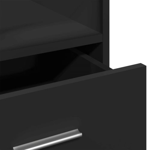 Катедра с колелца и чекмедже черен 55x55x107 см инженерно дърво