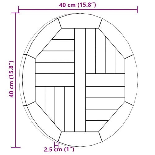 Плот за маса, тиково дърво масив, кръгъл, 2,5 см, 40 см