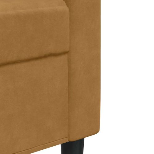 Мека мебел от 3 части с възглавници и болстери кафяв кадифе