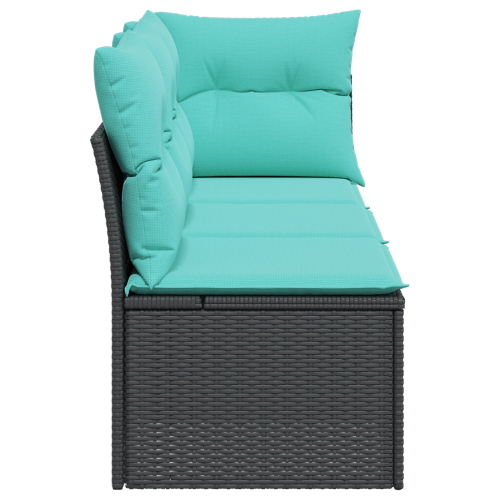 Градински диван с възглавница Черно 172 x 62 x 69 см Полиратан