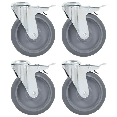 Въртящи се колела с отвор за болт и двойни спирачки 4 бр 125 мм