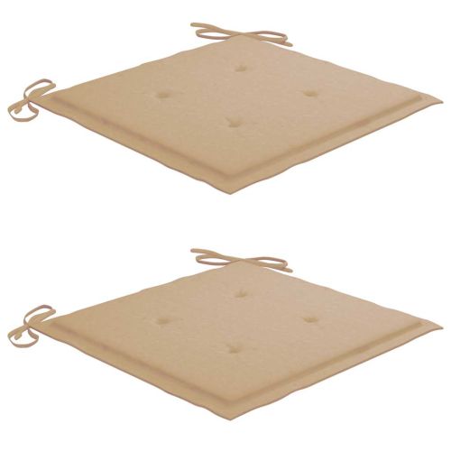 Градински столове с бежови възглавници 2 бр тиково дърво масив