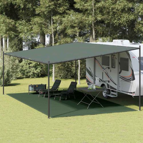 Килим за палатка, 400x700 см, тъмнозелен, HDPE