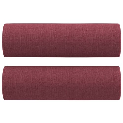Комплект дивани 2 части с възглавници виненочервен текстил