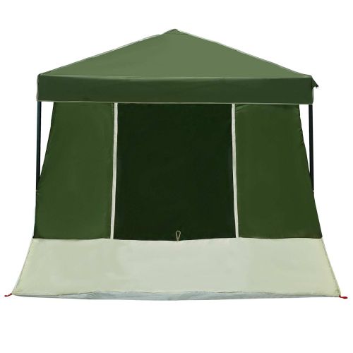 Комплект къмпинг тента с покрив 2 pcs Зелен Тафта и Тканина