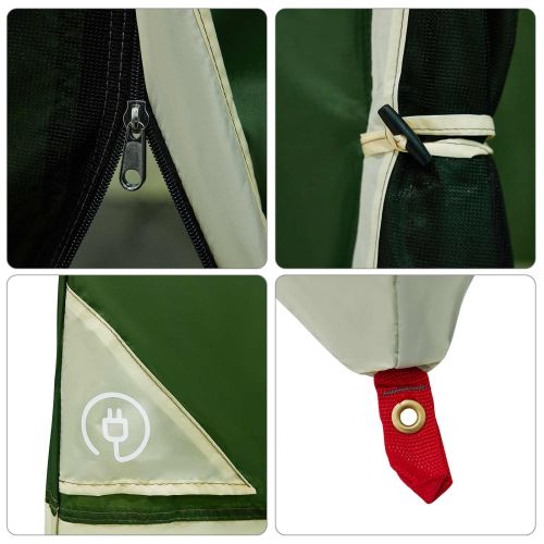 Комплект къмпинг тента с покрив 2 pcs Зелен Тафта и Тканина