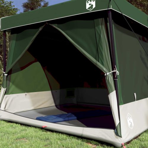 Комплект къмпинг тента с покрив 2 pcs Зелен Тафта и Тканина