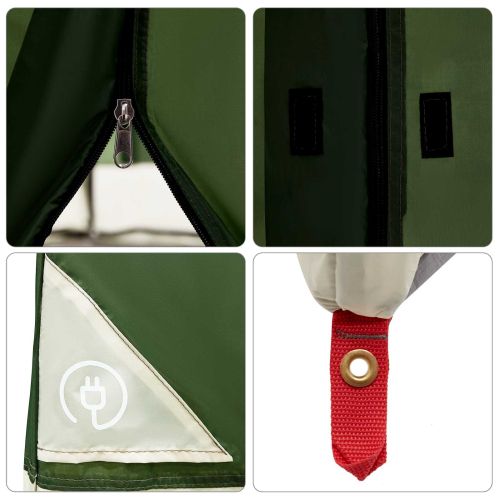 Комплект къмпинг тента с покрив 2 pcs Зелен Тафта и Тканина