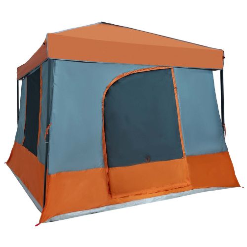 Комплект къмпинг тента 2 pcs Сив и оранжев Тафта и Тканина