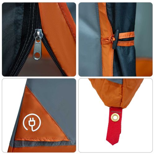 Комплект къмпинг тента 2 pcs Сив и оранжев Тафта и Тканина