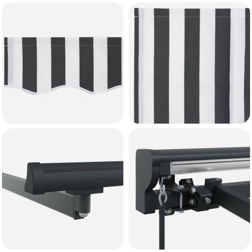 Ръчна рамка за сенник с LEDs Антрацит и бяло 4 × 3,5 m