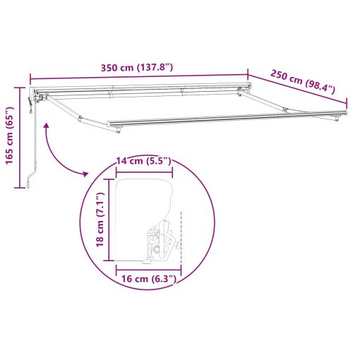 Електрически разтегателен навес Светлосиво 3,5 x 2,5 m